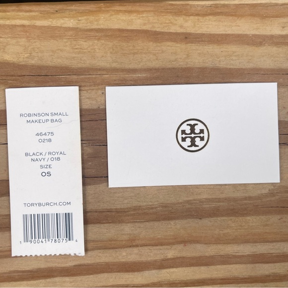 Tory Burch Leather Makeup Bag with Black with Gold Logo - Picture 8 of 8